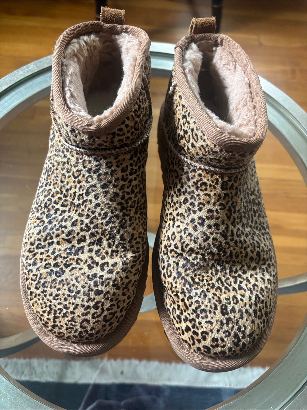 UGG Women’s Leopard-Print Fleece-Lined Slip-On Boots - Brown/Tan